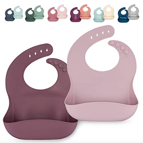 AVA + OLIVER Silicone Bib Set - Adjustable Waterproof Bibs - Set of 2