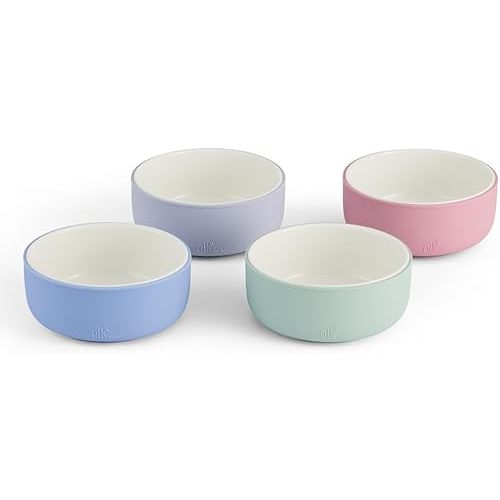 Elk and Friends Kids Porcelain Bowls with Silicone Sleeve | Kids/Toddler/Baby Feeding | Microwave & Dishwasher Safe | Non slip | Cereal/Soup/Snack Dishes & Dinnerware