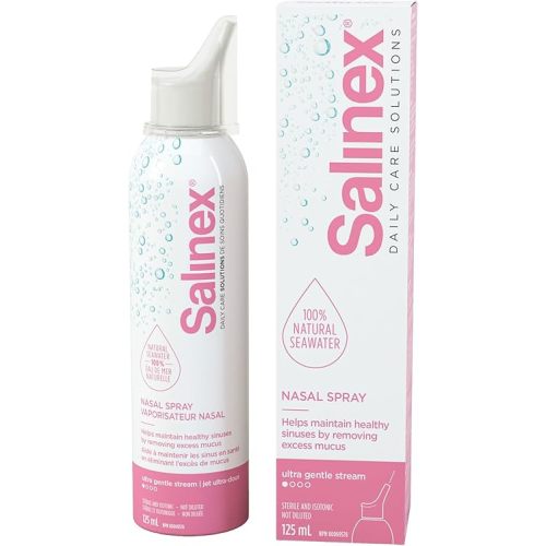 Salinex 100% Natural Seawater Nasal Spray | Ultra Gentle Stream | 125 ml, Pink