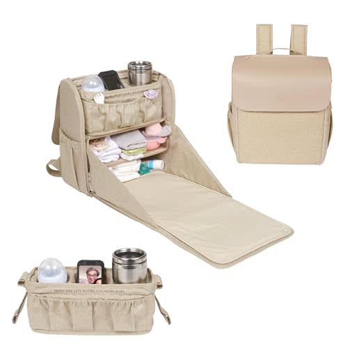 Lulyboo Convertible Diaper Bag Backpack with Changing Station & Removable Caddy - Reinforced Stitching, Insulated Bottle Pockets, Stroller Attachments, Angled Cell Phone Storage, Stylish & Durable