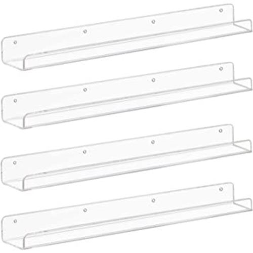 Clear Acrylic Shelves 24 inches,l Bookshelf for Kids, Set of 4
