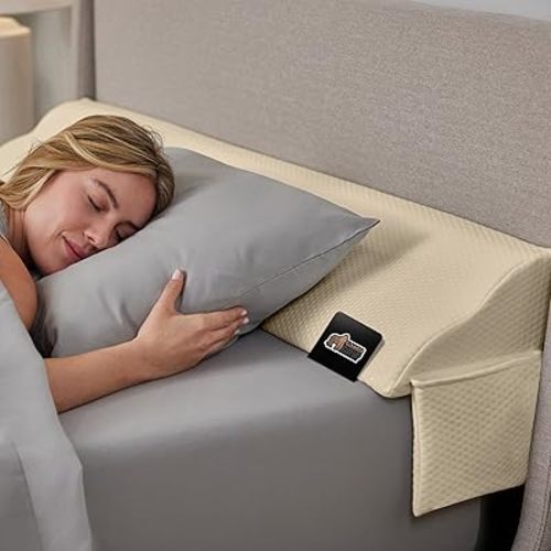 GORILLA GRIP Patent Pending King Bed Wedge Pillow Headboard Gap Filler, Comfortable and Supportive High Density Foam Angled Pillows, Stay in Place Gripping Dots, Wedges Between Mattress, Cream