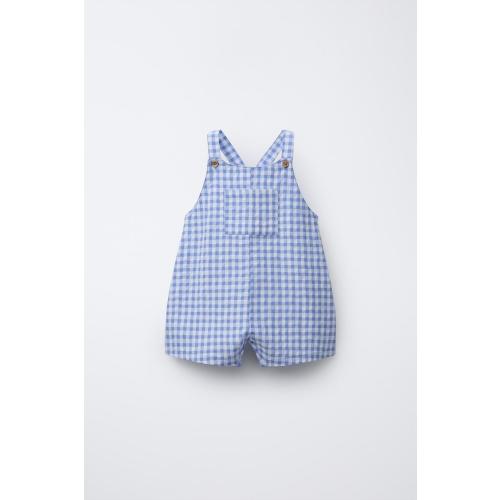 GINGHAM CHECK OVERALLS - Blue | ZARA United States