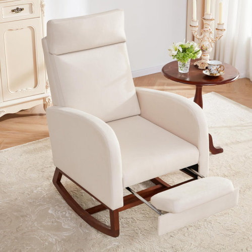 Latitude Run® Solid Wood Rocking Chair with Footrest | Wayfair