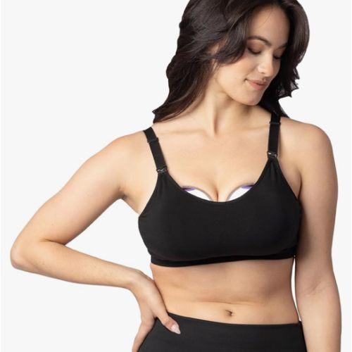 Lansinoh Kindred Bravely, Nursing Bra and Wearable Pumping Bra, Fits Discreet Duo Breast Pump, Sizes 32A-44I, Black