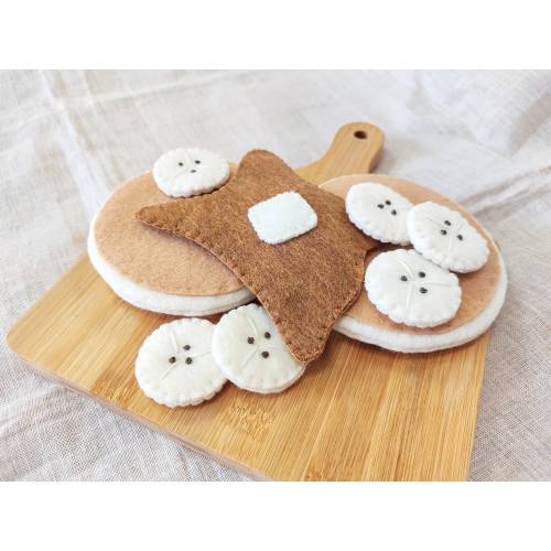 Felt Banana Pancakes and Syrup Set Play Food Pretend Kitchen Fabric Pretend Toy Kitchen/Bakery