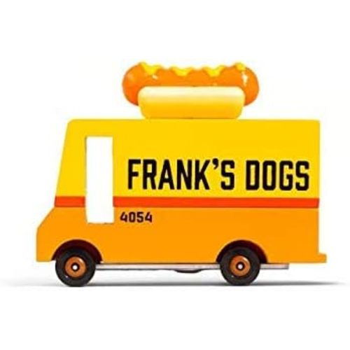 Candylab Toys CANDYCAR® Wooden Food Truck Collection - Hot Dog Van, Premium Handcrafted Beech Wood Toy Car
