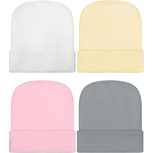 Geyoga Newborn Girl Boy Hat Newborn Beanie Stripes Hat Toddler Soft Caps Infant Cotton Knit Caps for Baby 0-6 Months