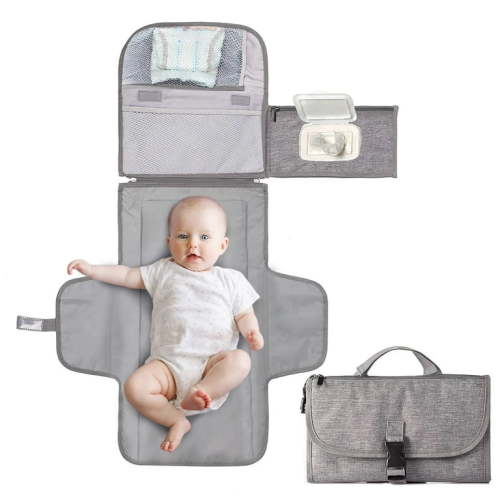 Portable Diaper Changing Pad, Waterproof Travel Changing Kit, Baby Shower Gift , Gray