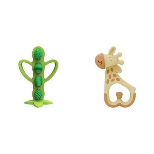 Dr. Brown's Peapod Teether and Training Toothbrush, Soft Silicone for Baby Gums, BPA Free, 3m+ and Ridgees Giraffe Teether, Designed by Pediatric Dentist, 3m+