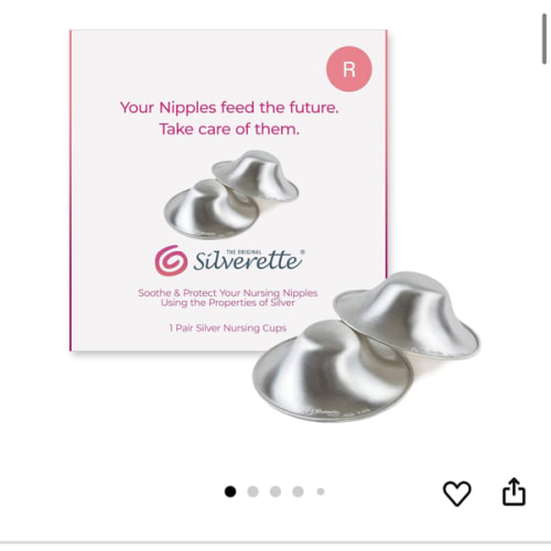 SILVERETTE® The Original Silver Nursing Cups, Nipple Covers for Breastfeeding Essentials, Pure 925 Silver Nipple Shields for Breastfeeding Newborn, Lightweight Nursing Cups, Regular Size