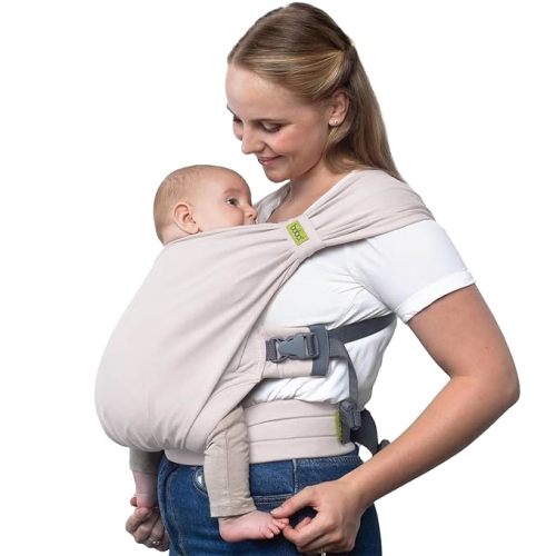 Boba Bliss Pre-Wrapped Baby Carrier with Buckle - Newborn to 7-35 lbs Light, Breathable & Easy to Adjust Hybrid Infant Sling & Toddler Carrier - Certified Hip-Healthy for 0-18 Months - Gray