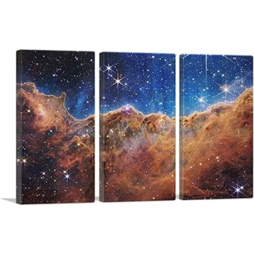 ARTCANVAS NASA James Webb Telescope JWST Cosmic Cliffs Carina Nebula Space Galaxy Photograph Canvas Art Print Stretched Framed Painting Picture Poster Giclee Wall Decor - 60" x 40" (0.75" Deep)