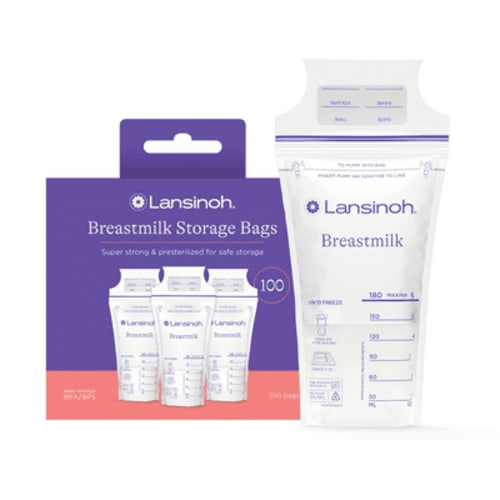 Lansinoh Breastmilk Storage Bags, 100 Count, Fast Freeze & Thaw, 6 oz