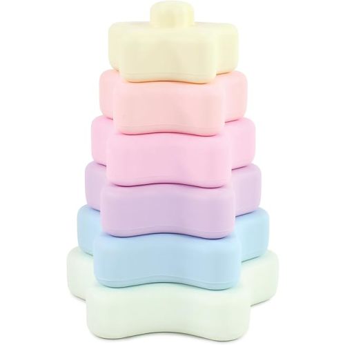 Hudson Baby Silicone Stacking Toy, Star, One Size