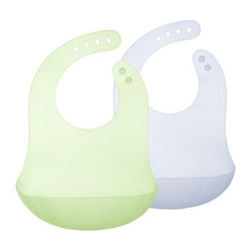 Olababy Fold N Go Silicone Bib With Travel Case - Blueberry/pearl (2pk)