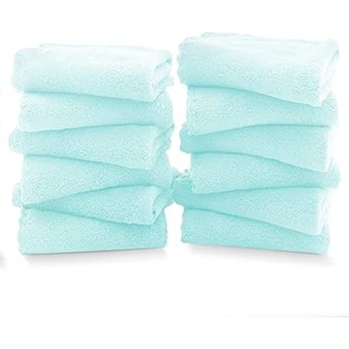 TENSTARS 12 Pack Premium Washcloths Set - Quick Drying- Soft Microfiber Coral Velvet Highly Absorbent Wash Clothes - Multipurpose Use As Bath Spa Faci
