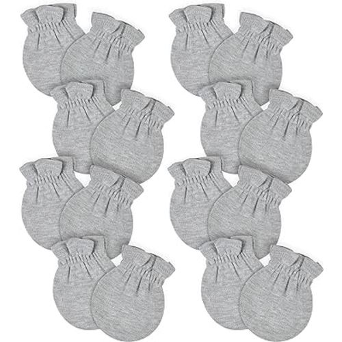 Gerber Baby 12-Pack No Scratch Mittens, Gray Heather, 0-3 Months (8-pack)