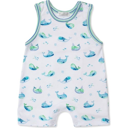 Baby Pima Cotton Romper, 0-3M, Blue/ Green Multi