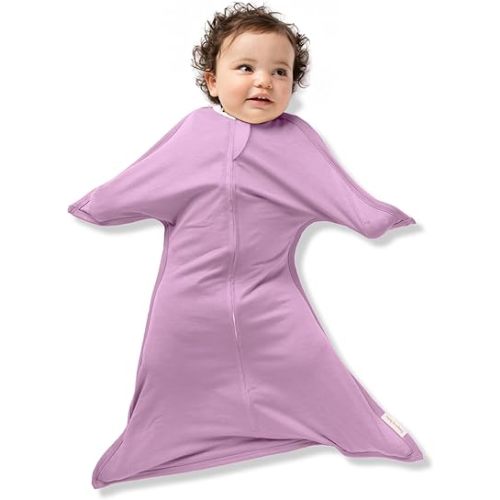 SleepingBaby Zipadee-Zip Transitional Swaddle Sack, 4-8 Month - Roomy Zipper Swaddle for Easy Diaper Changes and Proper Hip Development - Baby Swaddle Sack, Small - Classic Lavender