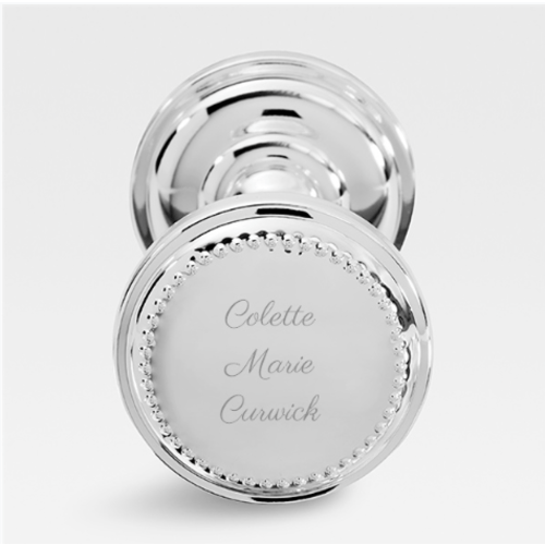 Engraved Silver Beaded Baby Rattle