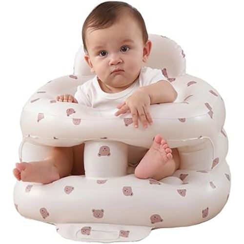 Upgrade Surround Inflatable Baby Seat for Babies 3-36 Months, Built in Air Pump Surround Bumbo Seat with Tray, Load-Capable Baby Chair Sit Me up Floor Seat for Baby, Learning to Sit&Feeding