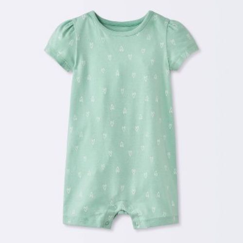 Baby Girls' Heart Short Sleeve Romper - Cloud Island™ Mint Green 18M