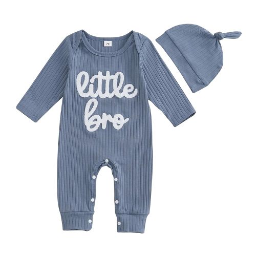 Newborn Baby Boy Clothes Little Brother Romper Jumpsuits One Piece Infant Coming Home Outfit 2Pcs Clothing Set