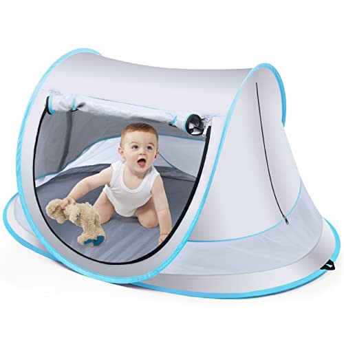 Baby Beach Tent,Large Pop Up Beach Tent Sun Shade for Beach,Portable Baby Travel Tent with Mosquito Net,Indoor Baby Play Tent,UPF 50+ UV Protection Sun Shelters for Infants