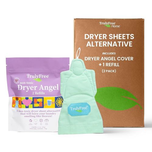 Dryer Angel: Refillable Non-Toxic Dryer Sheet Alternative, Fabric Softener and Scent Booster - Includes: 1 Dryer Angel Cover with 2 Refills