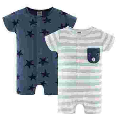 The Peanutshell Baby Rompers Set, Baby Boy Rompers for 12 Months, Blue Star Design, 2-Pack