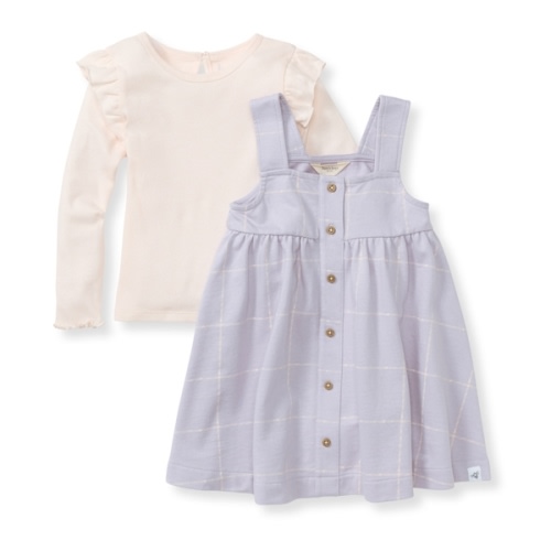 Organic Baby Girl Window Plaid Top and Dress Set