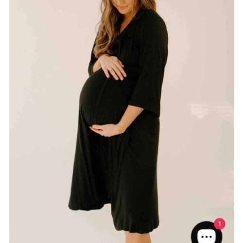 Lila Labor & Postpartum Gown in Black