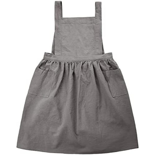 Surblue Kids Retro Aprons Pinafore Apron for Girls Boys Cotton Linen Aprons for Children