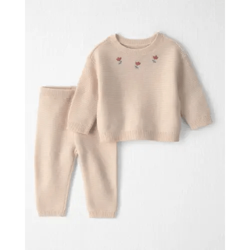 Baby Girl 2-Piece Organic Cotton Sweater Knit Top & Pant Set - Little Planet | Carter's