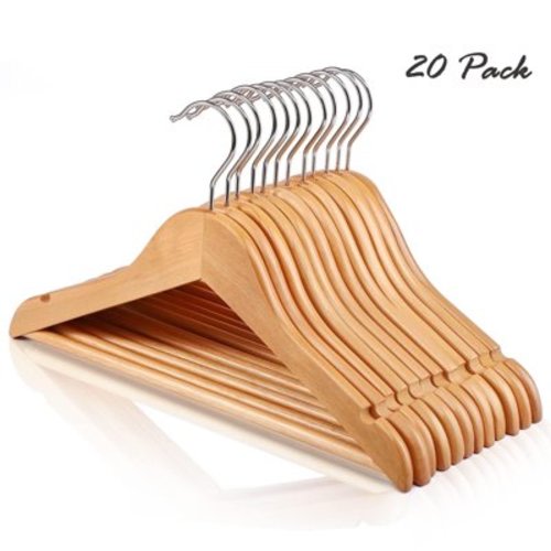 HOUSE DAY Wooden Childrens Hangers Kids Hangers 20 Pack, Wood Baby Hangers Nursery Hangers, 360° Swivel Hook Non Slip Coat Hanger for for Coats, Natural