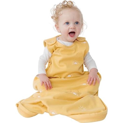 Woolino 4 Season Baby Sleep Sack - Ultimate Merino Wool and Organic Cotton Baby Sleeping Bag - Two-Way Zipper Adjustable Universal Size Sleep Sack for Baby (2-24 Months) - Sun