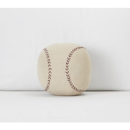 Baseball Shaped Washed Canvas Pillow