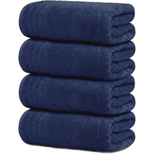 Tens Towels Pack of 4 Extra Large Bath Towels 30 x 60 Inches, 100% Cotton, Larger & Lighter, Quicker to Dry, Lighter Weight, Super Soft and Absorbent, Perfect Bathroom Towels