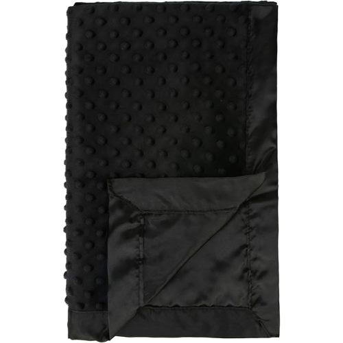 Pro Goleem Baby Soft Minky Dot Blanket with Satin Backing Baby Gifts for Boys and Girls (Black, 30’’ x 40’’)