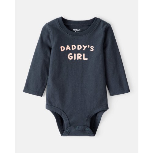Baby Girl "Daddy's Girl" Cotton Long-Sleeve Graphic Bodysuit - Navy Blue - Carter's | Carter's