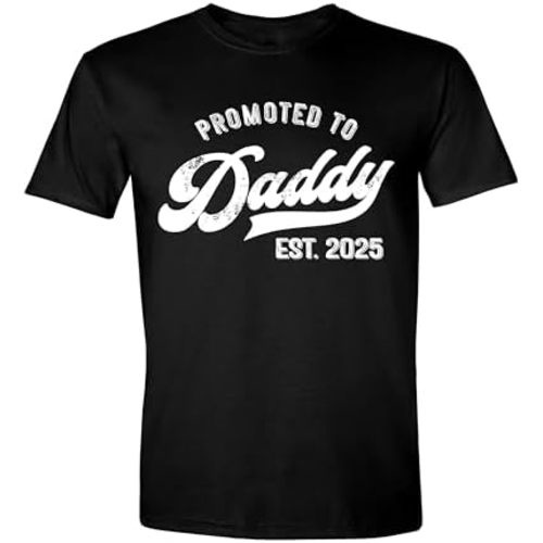 Promoted to Daddy 2025 T-Shirt Funny Humor New Dad Baby Family First Time Fathers Day Shirt
