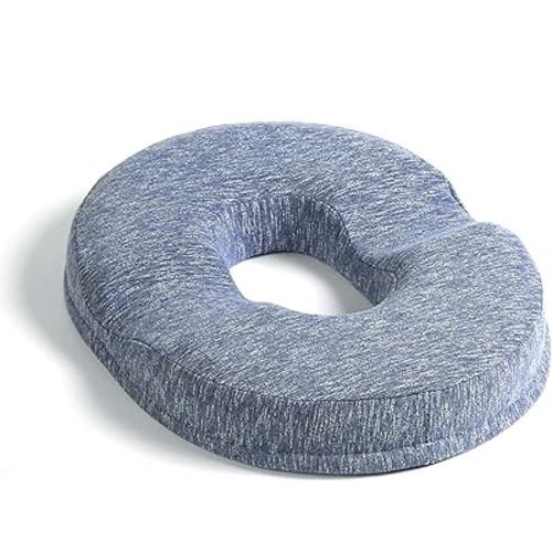 JEMA Donut Pillow, Tailbone Memory Foam Seat Cushion by Ergonomic Innovations for Sores, Coccyx, Sciatica, Pregnancy, Post Natal (Blue)