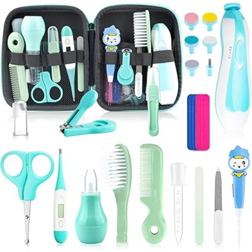 Baby Grooming Kit for Boys Girls Safety Newborn Nursery Essentials Grooming Set Gift for First-time Parents, Green 26 in 1