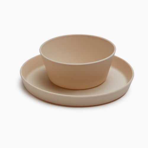 AEIOU Toddler Bowl & Plate Set - Oat