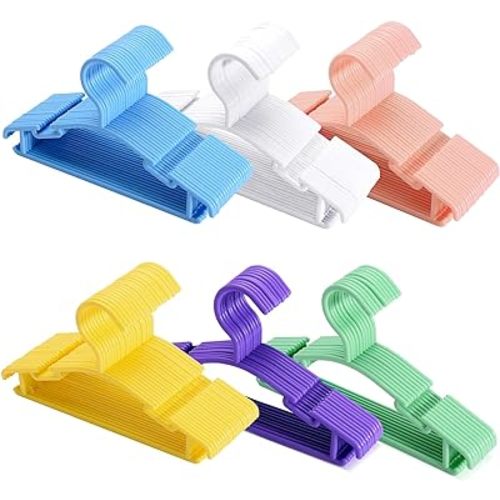 Baby Hangers - 100 Pcs, Non-Slip Plastic, Kids & Toddler Hangers in Pink, Blue, Yellow, White, Purple, Green
