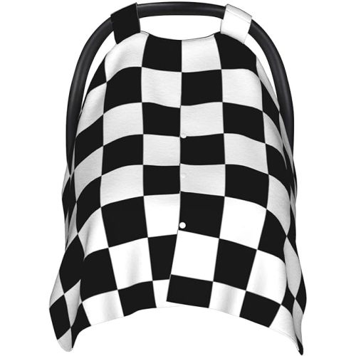 Checkerboard Car Seat Covers for Babies Carseat Canopy Cover Nursing Cover for Boys Girls Baby