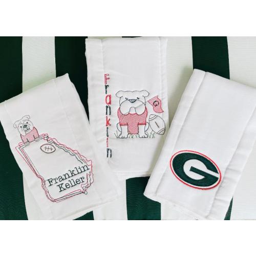Bulldog Baby Burp Cloth Set; GA; Dawgs; college football