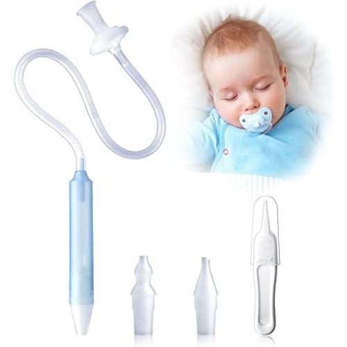 Nasal Aspirator for Baby, Nasal Congestion Relief Nose Cleaner with 2 Silicone Tips White Nose Cleaning Tweezer for Babies Infants and Toddlers Boys Girls (No Hygiene Filter Required)