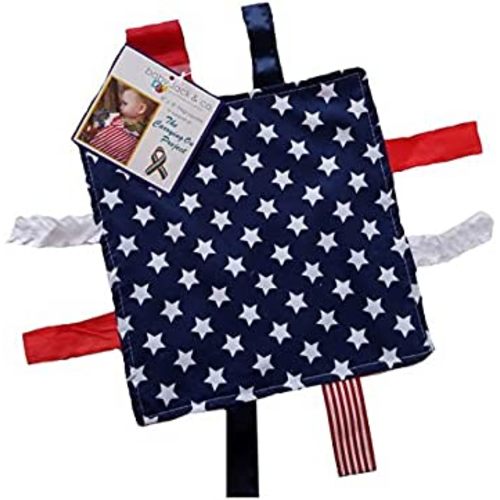 Baby Jack & Co 8x8” Flag Lovey Tag Toys for Babies - Baby Crinkle Toys - Crinkle Toys for Baby - Soft & Safe - Learn Shapes & Colors - Ideal Baby Toy - BPA Free w/Stroller Clip